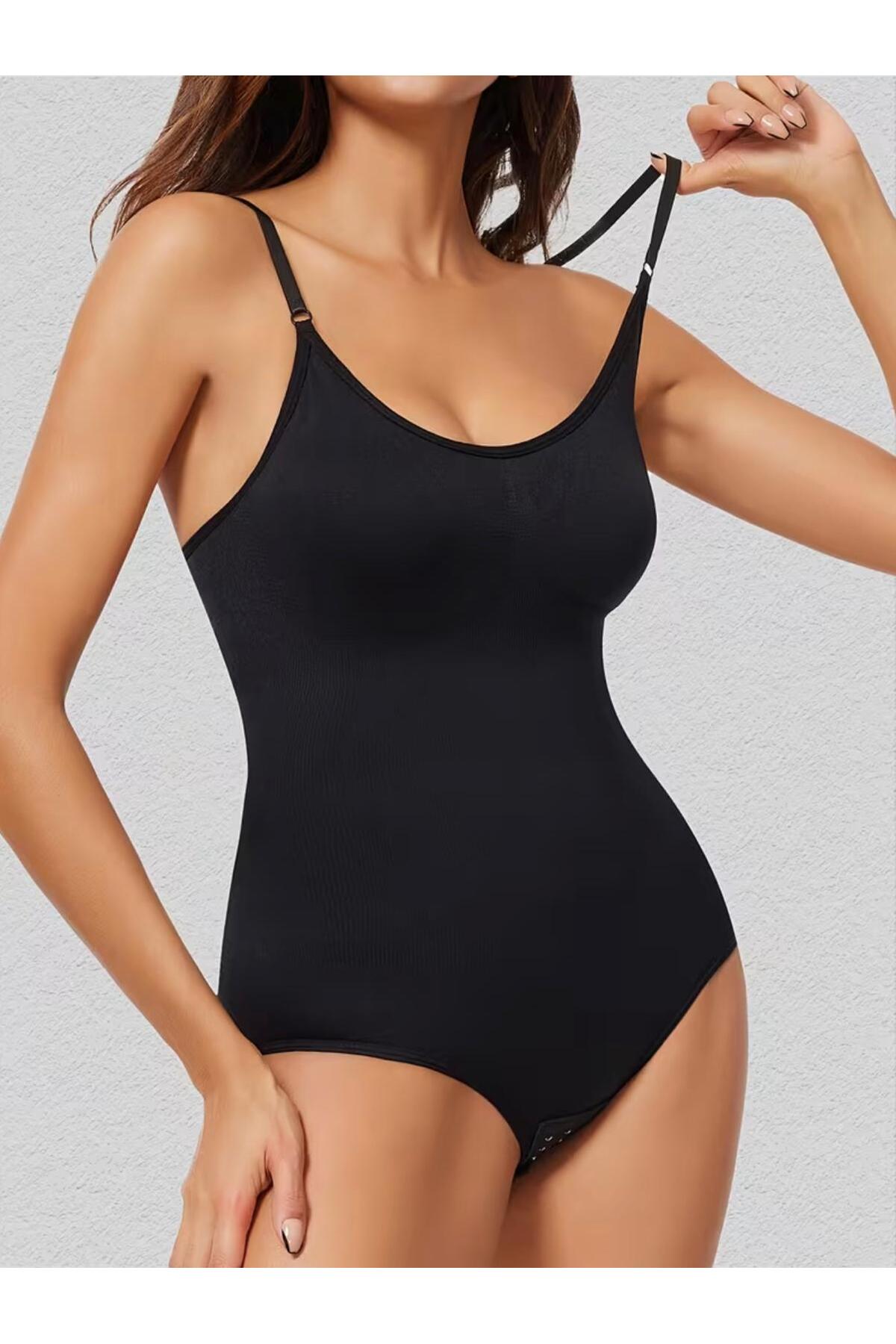 örme kumaş zıbın string model toparlayıcı body 9052 Siyah