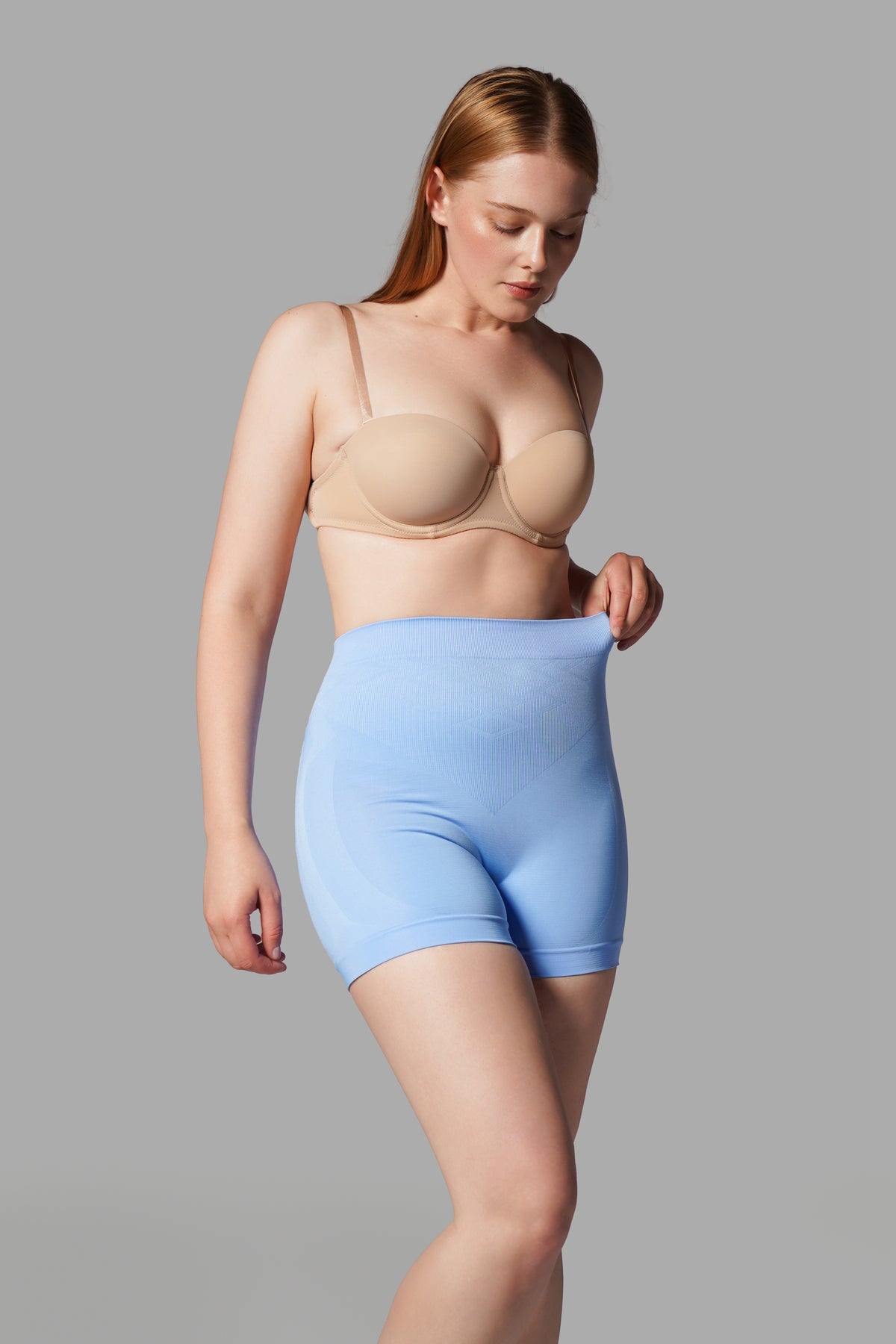 Push Up Seamless Dikişsiz Popo Şekillendirici Kısa Paçalı Korse 2064 Mavi