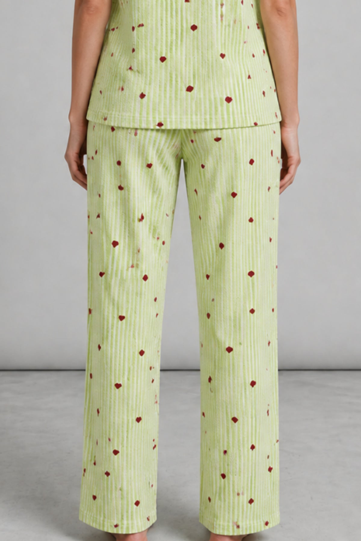Kadın Kısa Kollu Rahat Yeşil Pijama Takımı 4732