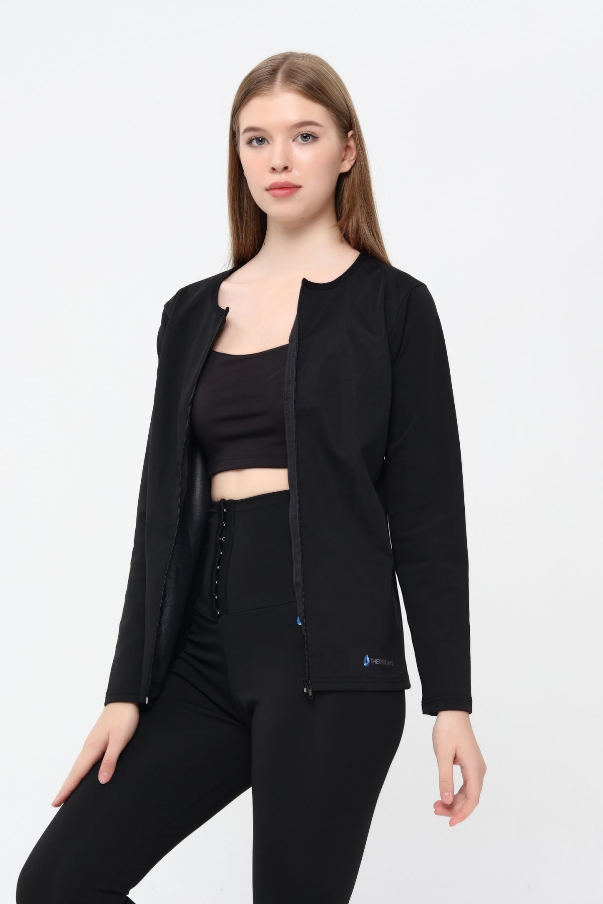 Thermal GYM Sauna Fermuarlı Uzun Kollu Body & Premium Agraflı Sauna Tayt Takım – Termal İncelme Seti