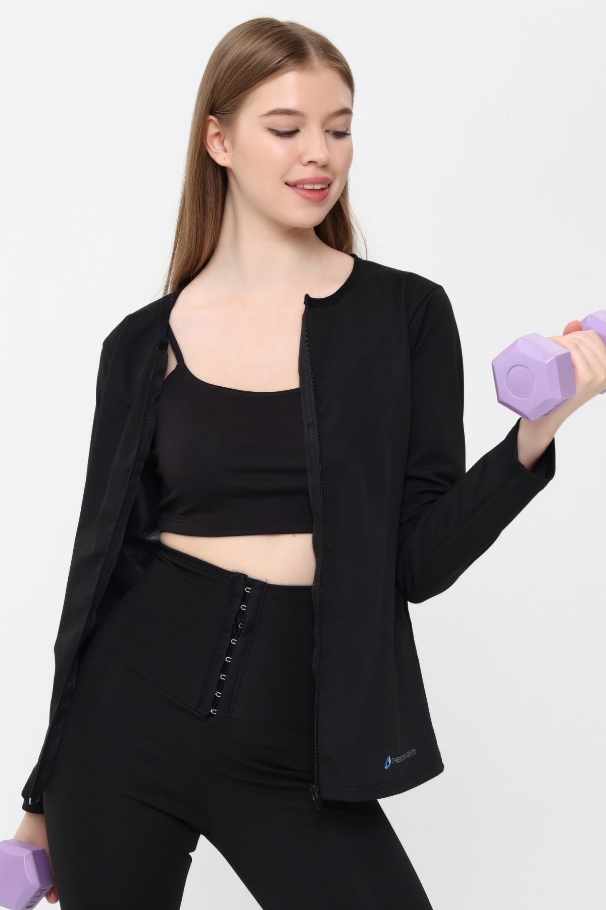 Thermal GYM Sauna Fermuarlı Uzun Kollu Body & Premium Agraflı Sauna Tayt Takım – Termal İncelme Seti