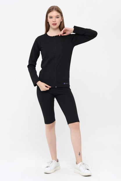 Sauna Fermuarlı Uzunkol Ve Premium Sauna Agraflı Şort Takım 2019