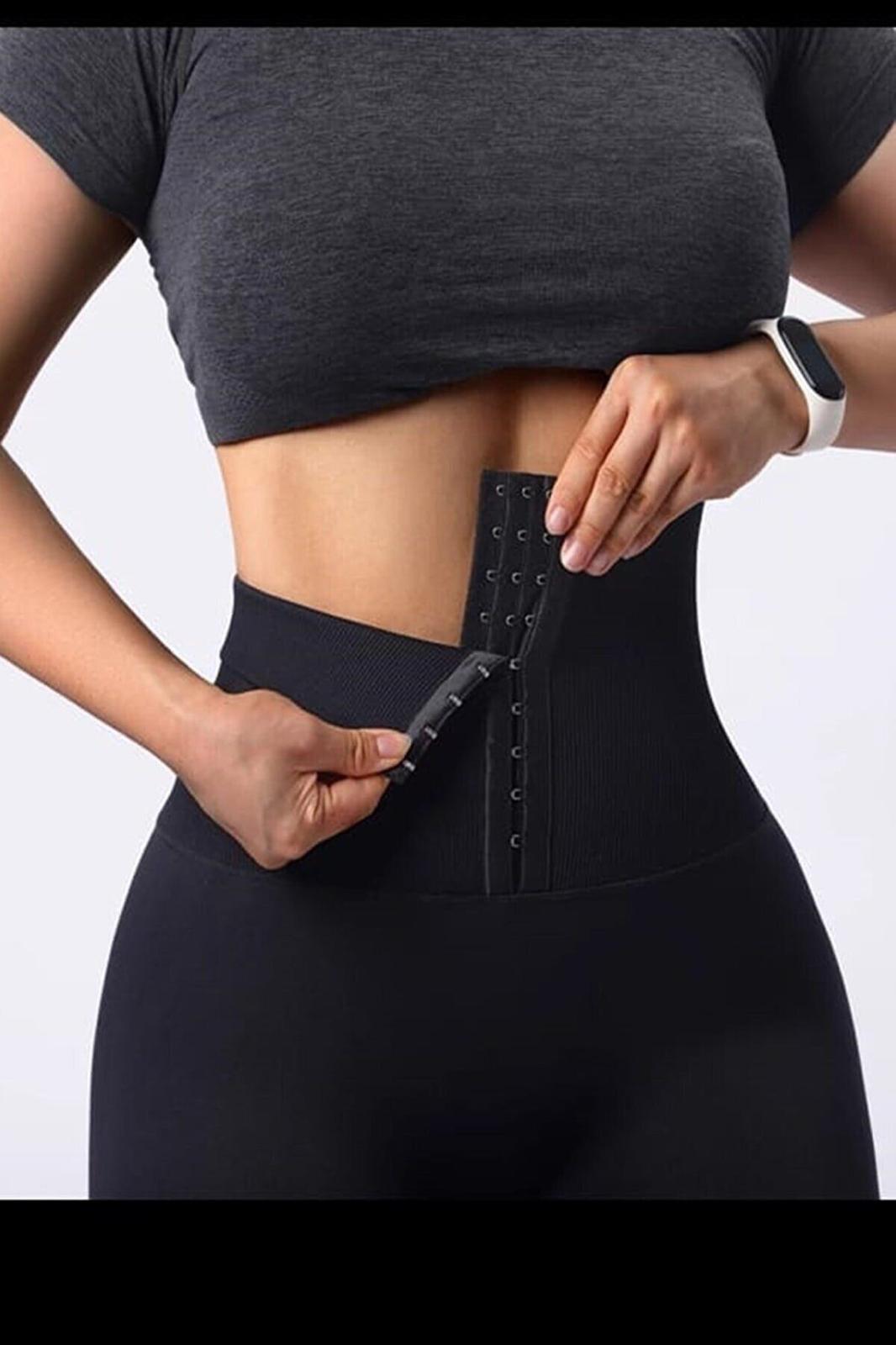 Agraflı Korse Tayt – Yüksek Bel & Toparlayıcı Şekillendirici