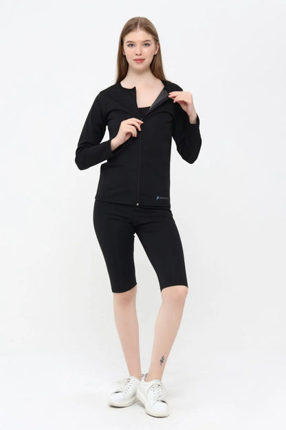 Sauna Fermuarlı Uzunkol Ve Premium Sauna Agraflı Şort Takım 2019