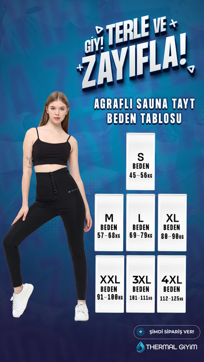 Thermal Giyim Premium Agraflı Sauna Termal Tayt – Yüksek Bel, Terletici ve Vücut Şekillendirici
