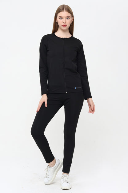 Thermal GYM Sauna Fermuarlı Uzun Kollu Body & Premium Agraflı Sauna Tayt Takım – Termal İncelme Seti