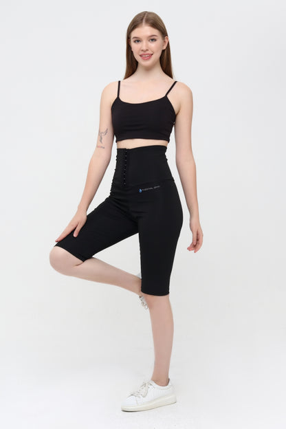 Agraflı Sauna Şort 1006 – Termal İncelten & Terletici Yüksek Bel Şort