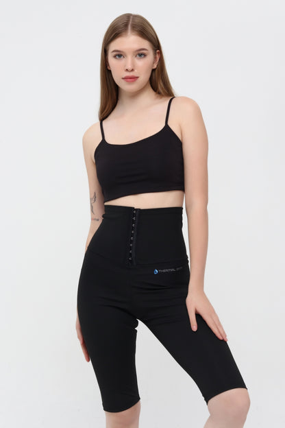 Agraflı Sauna Şort 1006 – Termal İncelten & Terletici Yüksek Bel Şort