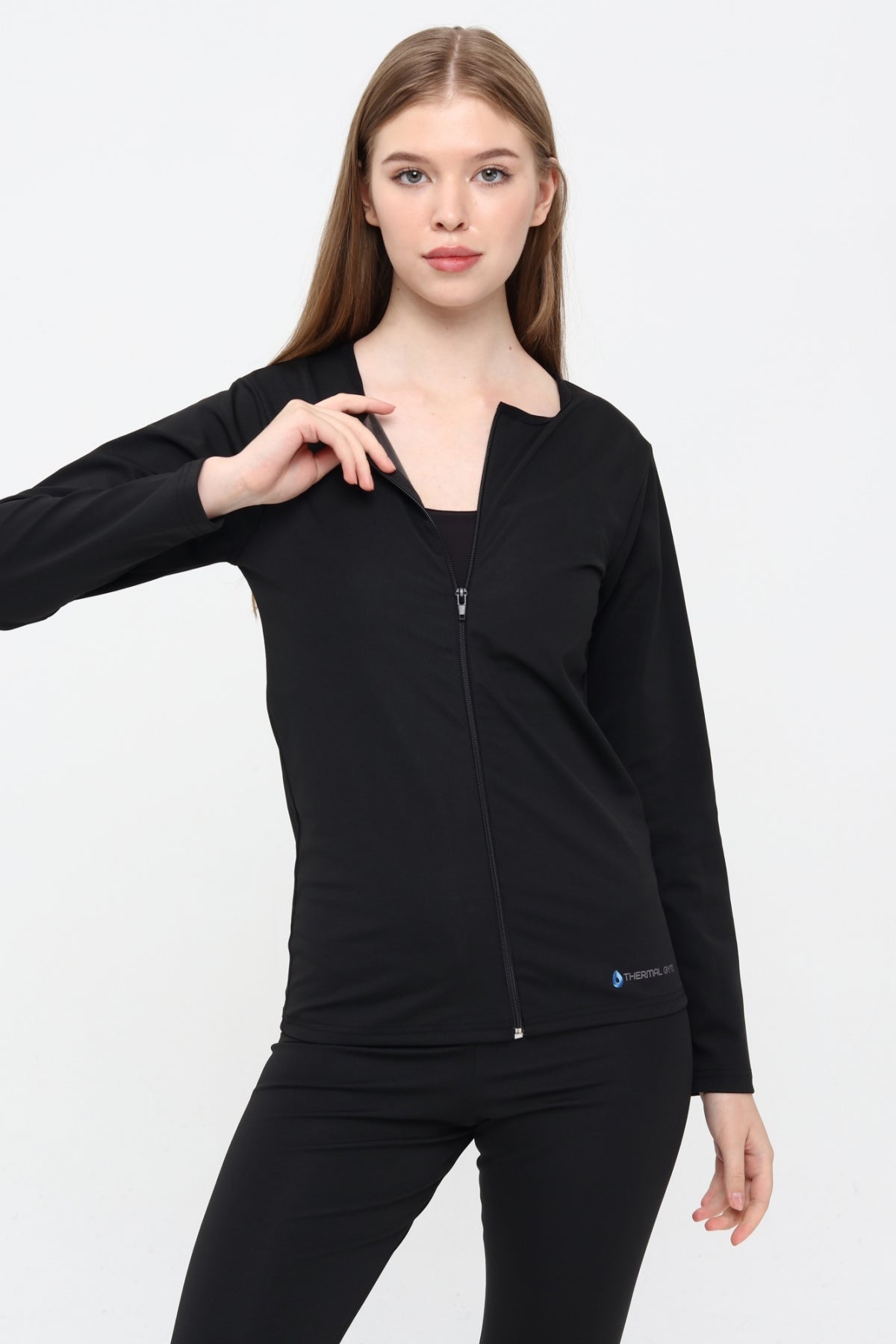 Thermal GYM Sauna Fermuarlı Uzun Kollu Body 1004 – Termal İncelme, Karın & Bel Toparlama